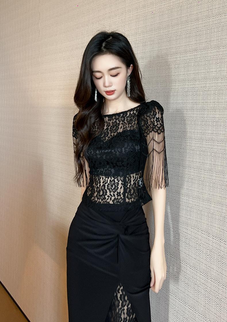 Product Introduction of Áo Sơ Mi Ren Thiết Kế Hotie Kiểu Pháp, Tay Áo Tua Rua Nhìn Xuyên Thấu, Hàng Mới Về, 20504 Nữ Top Women Shirt Umi 19
