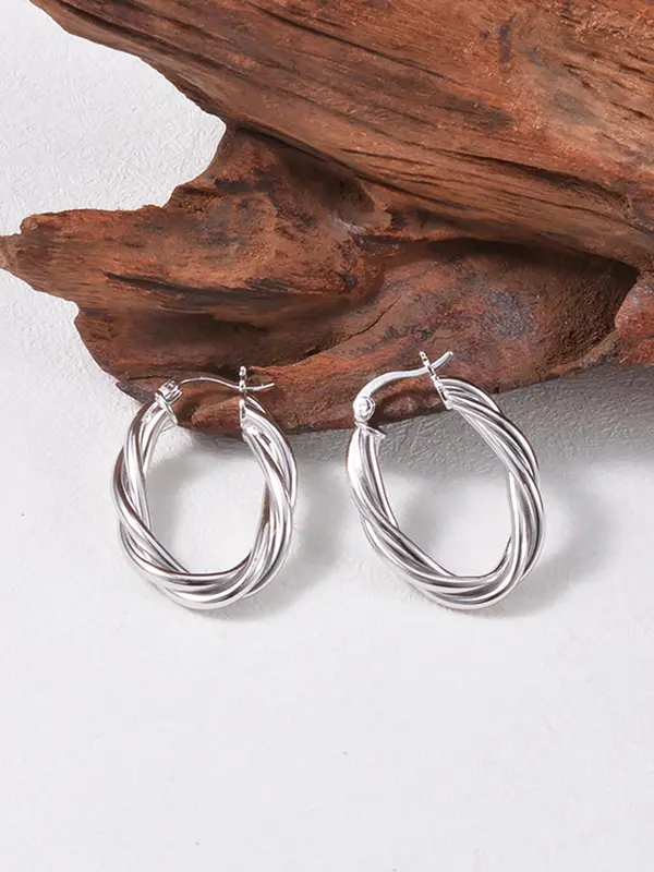 925 Sterling Silver Hoop Earrings, Fashionable Earrings for Women & Girls, Trendy All-match & Exquisite Jewelry for Birthday Gift 5