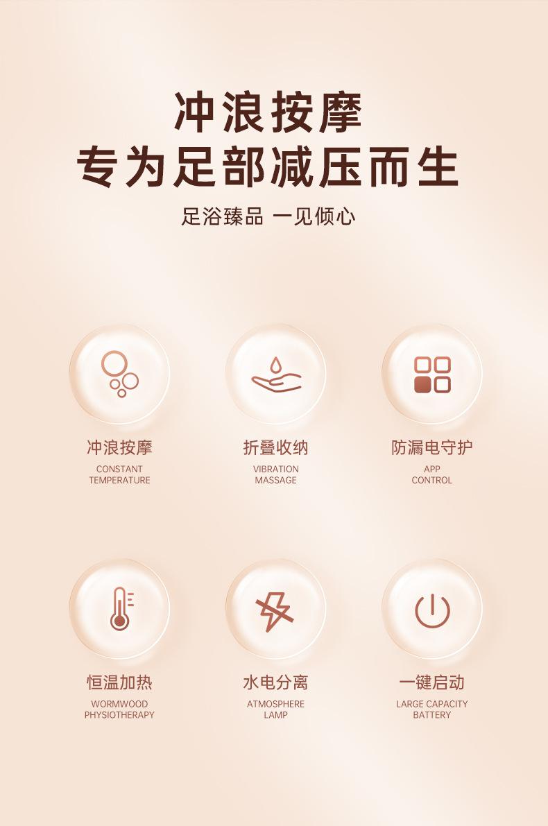 Product Introduction of Besen Mandian Kaki, Merentas Sempadan, Boleh Dilipat, Dipanaskan, Tab Rendaman Kaki, Mudah Alih, Automatik Sepenuhnya, Suhu Malar, Urut Elektrik, Sesuai untuk Kegunaan Rumah 1