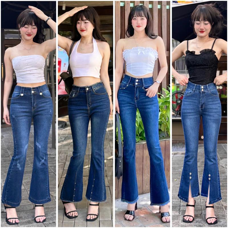 Quần Jean Loe 9 Tấc ULEE Xanh Đậm Kiểu Vải Jean Co Giãn Bigsize 40-70kg - Nữ - Women