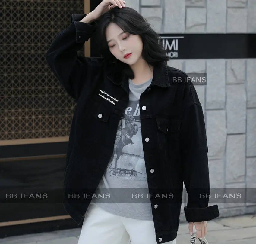 [túi thật] Áo khoác jean nữ form rộng unisex thêu GX cao cấp size 40-75kg BB Lady.shop