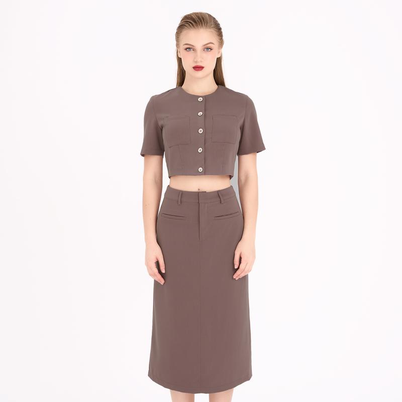 Chân váy midi A tuyết nhung Nữ Women Voi 6