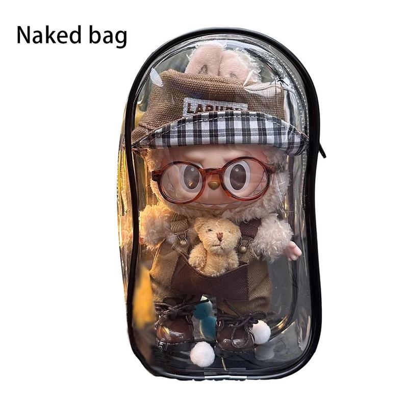 Product Introduction of [Only Bag] Transparent Storage Bag For 15-17CM LABUBU Dust Proof Cotton Doll Baby Walking 19cm Hanging Bag 23