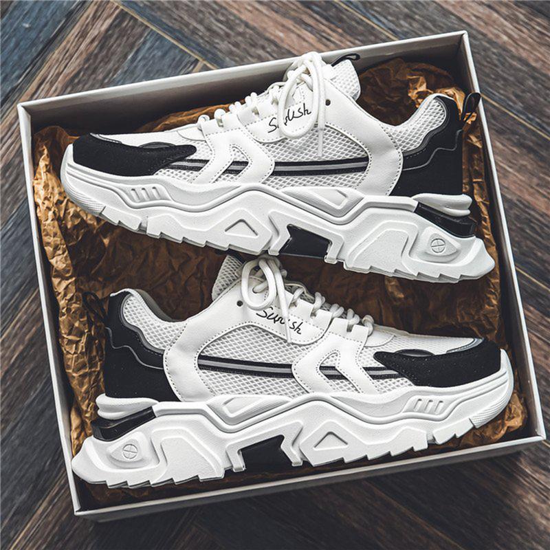 Giày snaeker nam LAKINTA giày thể thao nam màu trắng đen độn đế tăng chiều cao GY901