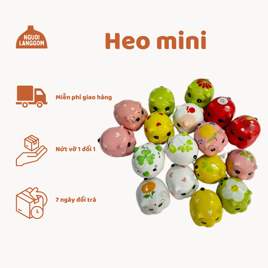 [Lỗ tròn] Heo mini HOẠ TIẾT NGẪU NHIÊN Ống Tiết Kiệm Đựng Tiền - Bát Tràng