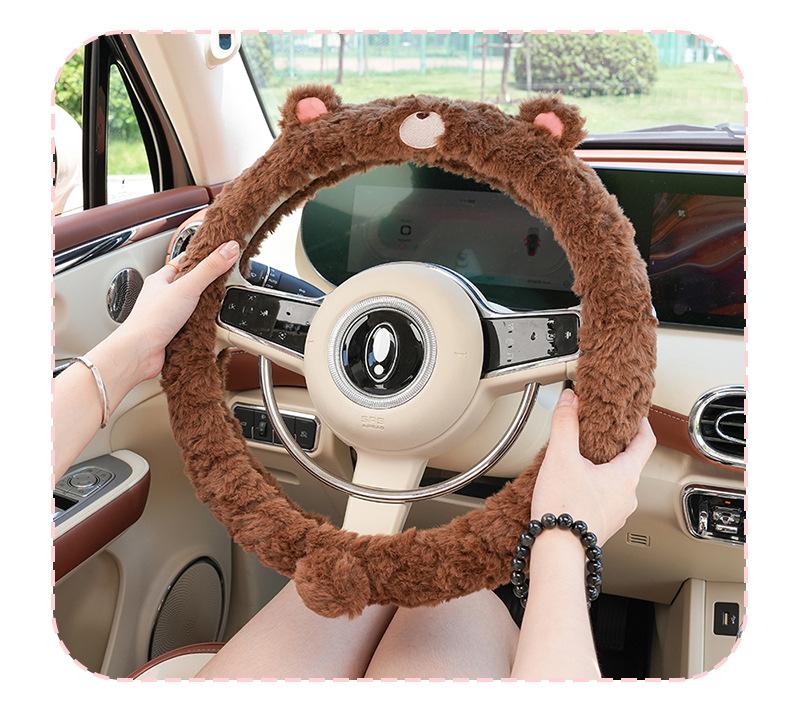 Product Introduction of Car Steering Wheel Cover Winter Cute Cartoon Car Warm Non-slip Handle Cover Creative Steering Wheel Cover All-season Car Accessories 5