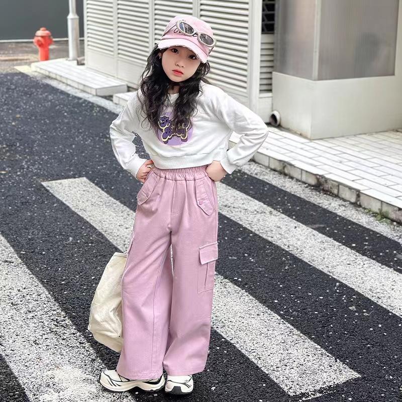 BỘ QUẦN ÁO THU ĐÔNG, set đồ bé gái, áo croptop dài tay, quần túi hộp phong các cho bé gái từ 15-45kg 1