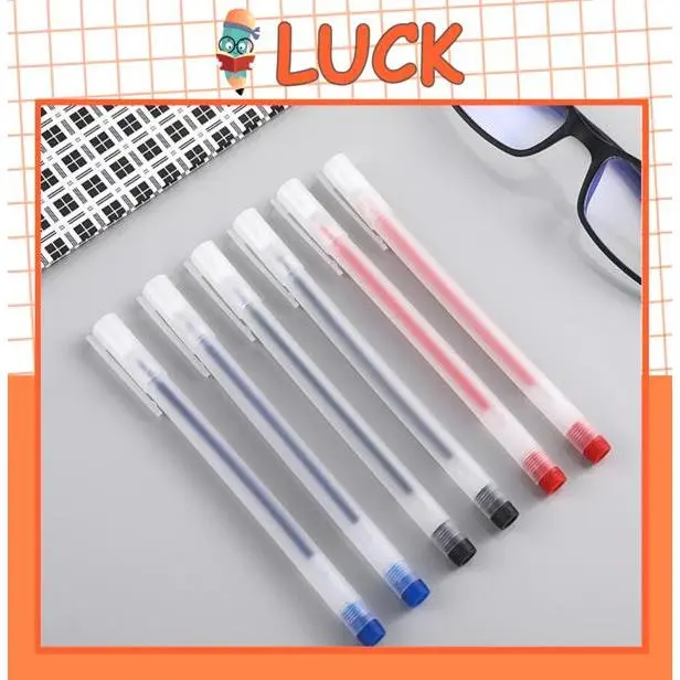 Bút Gel LUCK Bút Bi Nước Mực Gel Đen Xanh Đỏ Khô Nhanh Ngòi 0.5mm, Mực Đều, Nét Chữ Đẹp Đủ Màu