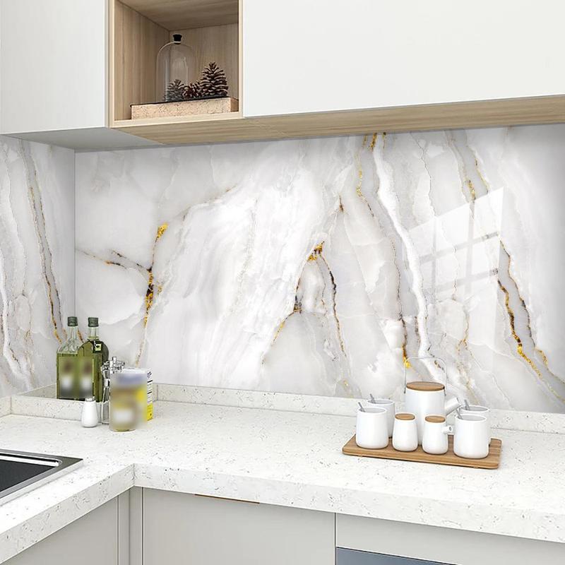 Marble Pattern Self-adhesive Wallpaper, Simple Casual Removable Wall Sticker, Wall Decor for Home Kitchen Living Room, Home Decor, Modern 2