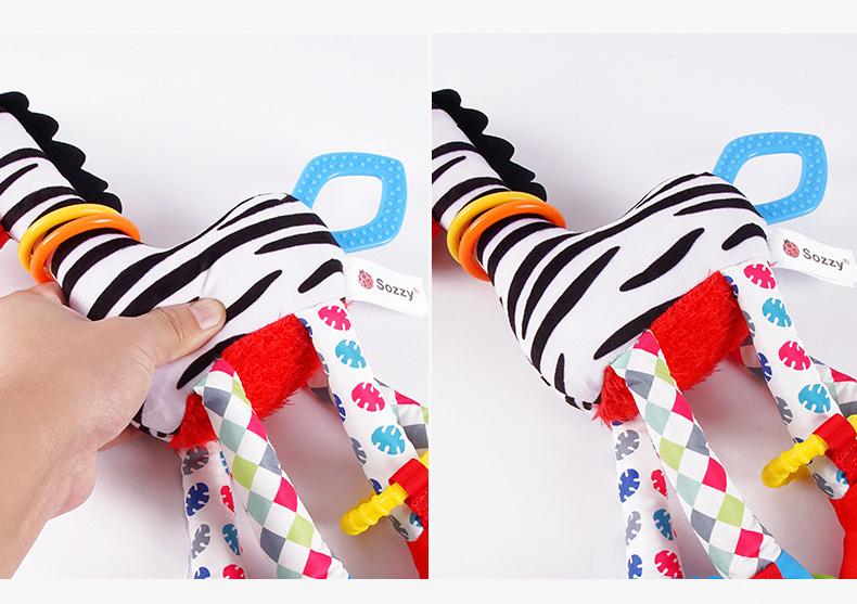 Product Introduction of Soft Giraffe Zebra Animal Handbells Rattles Plush Infant Baby Development Handle Toys WIth Teether Baby Toy For Newborn Gifts 14