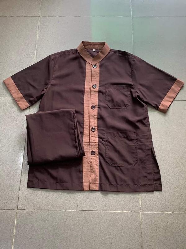 Đồ Lam Đi Chùa - Mẫu Lãnh Tựu Phối - VẢI KATE - DÀNH CHO NAM Áo Menswear Sơ Mi Cổ Tròn Có Cổ 8
