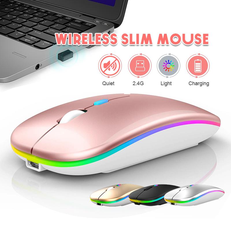 Chuột Không Dây Dùng Pin Sạc Với 2.4GHz USB RGB,Click Không Gây Tiếng Ồn,Khoảng Cách Tín Hiệu 10-20m