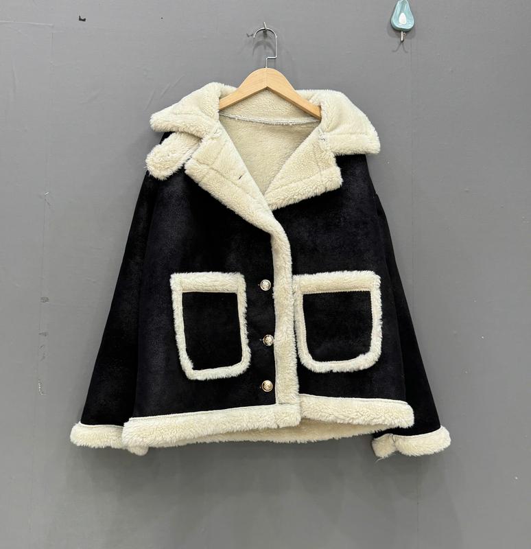 Áo khoác da lộn lót lông siêu dày túi hộp basic cúc cài-(áo khoác nỉ cúc ngọc)