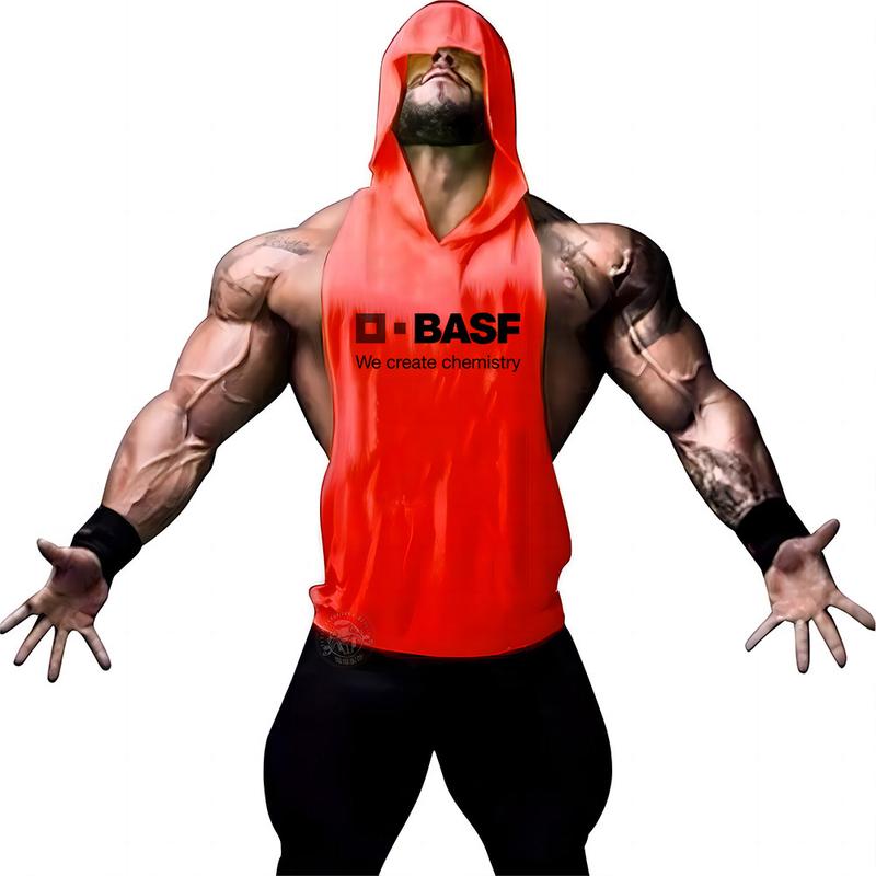 Product Introduction of Summer Men's Training Sleeveless T-shirt Printed Outdoor Camping Fitness Comfortable Hooded Breathable Quick Drying Top 3