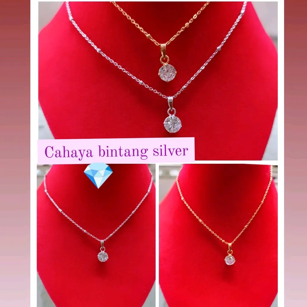 Kalung + Liontin desi, 925 Perak asli anti karat dan hitam