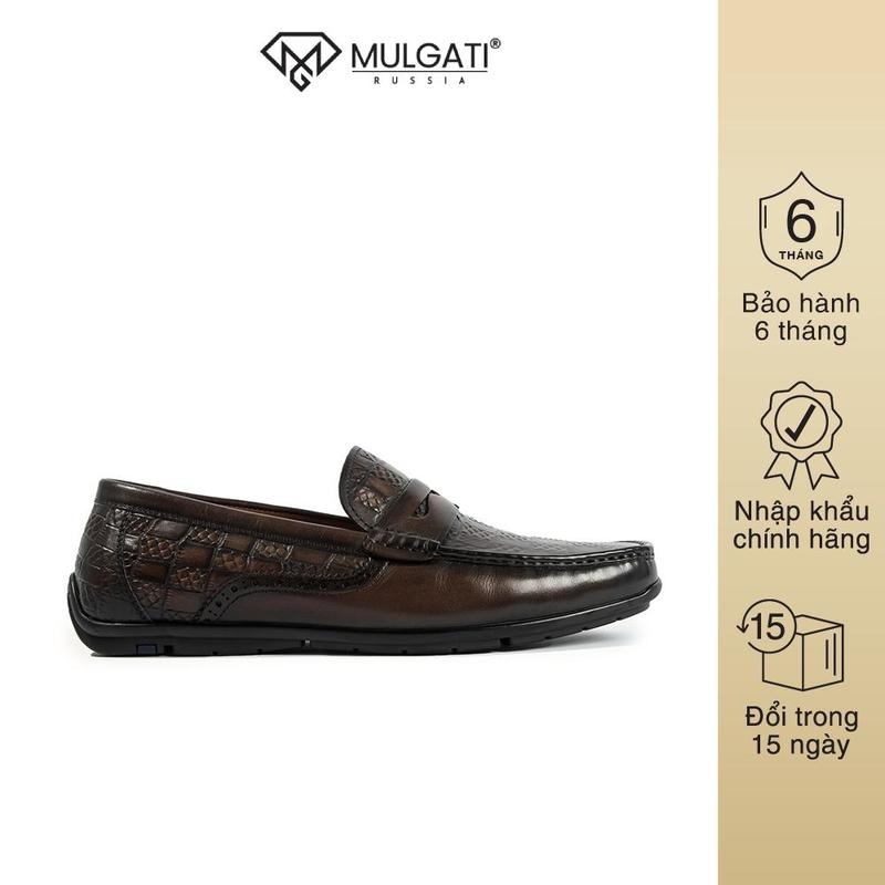 Giày lười nam MULGATI Penny Moccasin da bò cao cấp dập vân da rắn - K2169