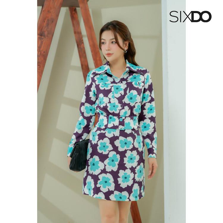 Chân váy thô hoa tím SIXDO (Dark Purple Floral Mini Raw Skirt) 1