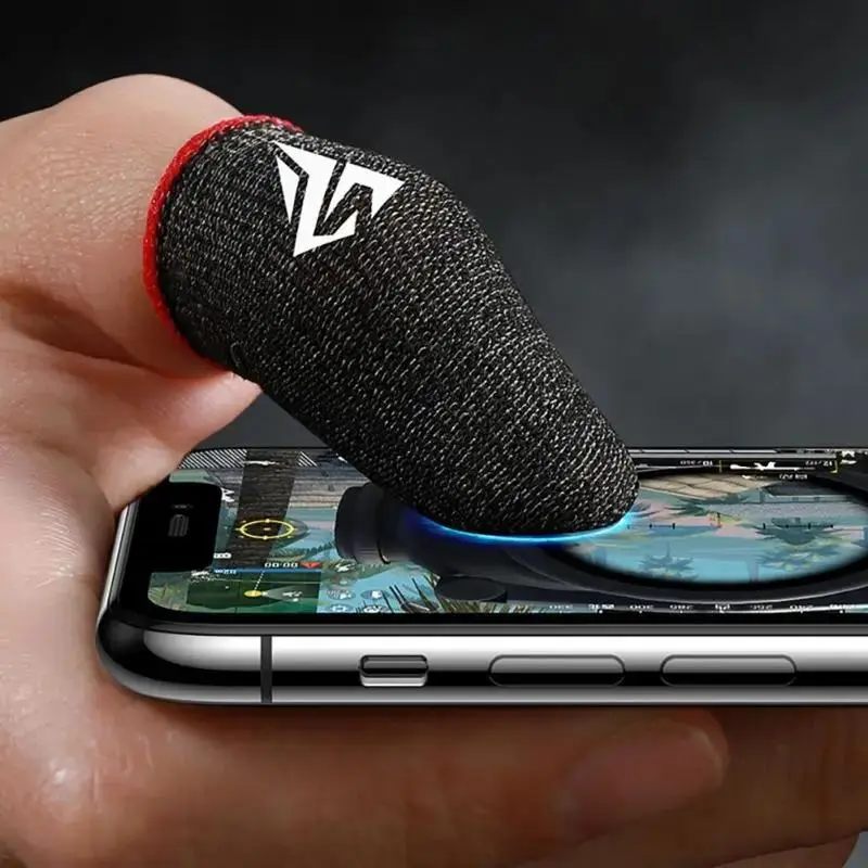Breathable Gaming Finger Sleeve, 1 Pair Anti-sweat & Anti-slip Fingertip Cover, Universal Thumb Gloves for Mobile Game, Smartphone Gaming Accessories, Thumb Grip, Black 5