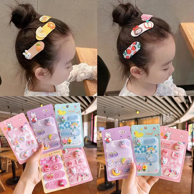 JEPIT RAMBUT ANAK CEWEK TEMPEL KARAKTER PENAHAN PONI MOTIF LUCU 4 PC