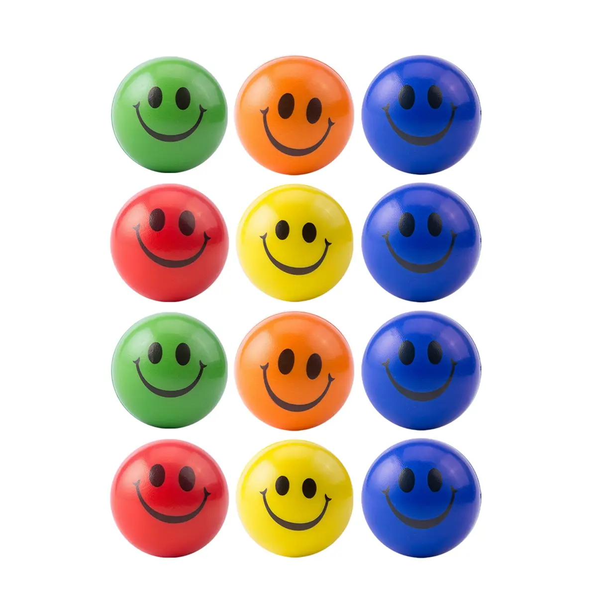 12 Pcs/Lot 6.3cm Smile Face Foam Ball Squeeze Stress Ball Relief Toy Hand Wrist Exercise Toy Balls for Children Adult