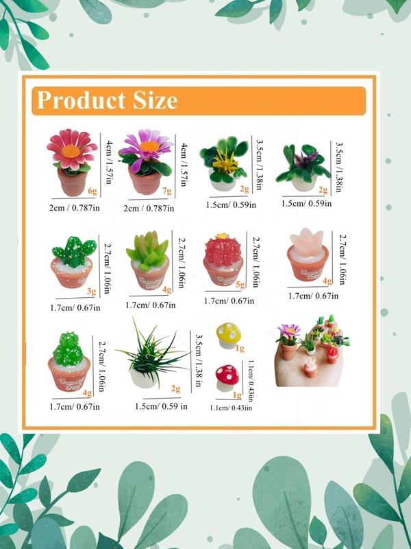Women's Cute Pot Plants & Flower Design Clogs Charms, 12pcs/set Trendy Novelty Colorful Shoes Charms, Chic Shoes Accessories for Clogs Decor 1