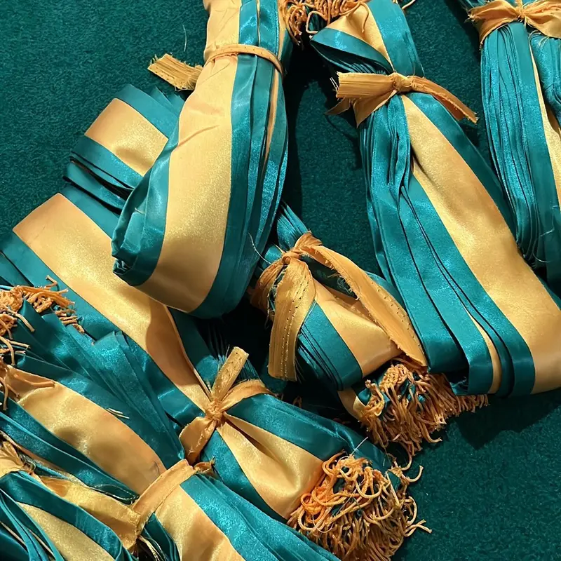 Kalung Wisuda SAMIR dengan Logo Kuningan atau Akrilik - Panjang 120cm - Hijau, Putih, Biru, Hitam 3