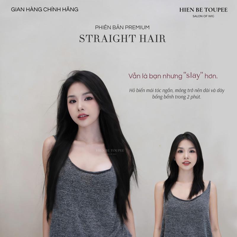 HIEN BE TOUPEE Tóc Kẹp 6 Phím PREMIUM Thẳng 50cm Tơ Tóc Giả Wig Women Dáng Tóc Hipee Thiết Kế Kẹp Hợp Kim Cao Cấp Đệm Silicon