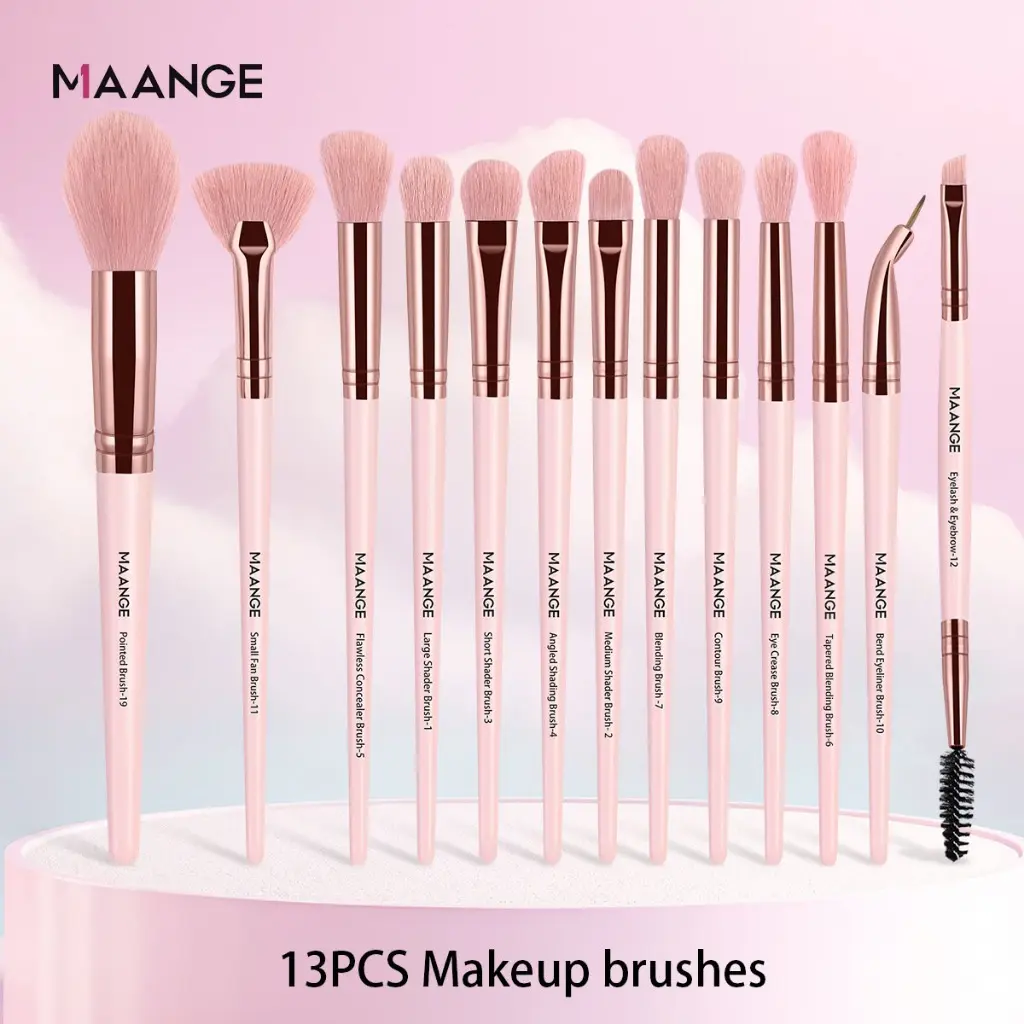 Bộ cọ trang điểm mềm MAANGE 13 chiếc gồm kem che khuyết điểm mặt và cọ trang điểm mắt 5818