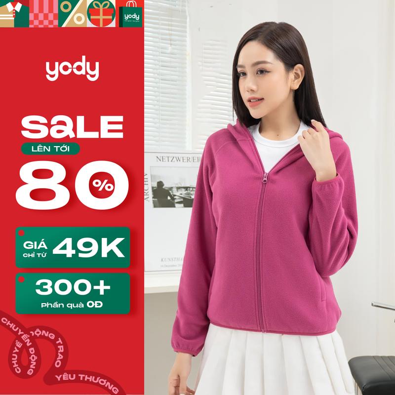 [SALE 70%] YODY Áo Khoác Nữ Nỉ Cào Lông Mềm Mại Cao Cổ Có Mũ Ấm Áp AKN6040