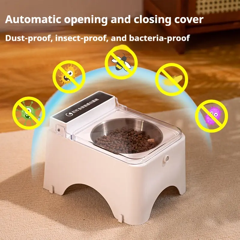 Smart Cat Bowl Pet Cat Feeder Automatic Lid-Opening Ceramic Bowl Pet Cat Food Bowl cat  feeder  dispenser  live