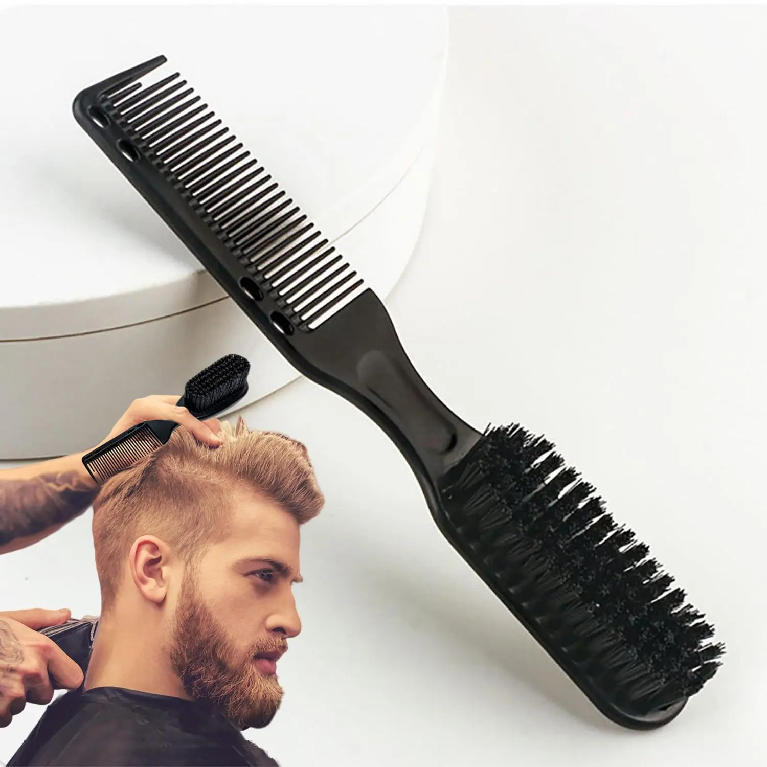 Double-sided Beard Brush for Men, Beard Styling Comb, Men's Beard and Mustache Grooming Brush, Hair Oil Brush for Hair Glossing Barber, Comfort Hygiene Product, Valentine's Day Gift for Men