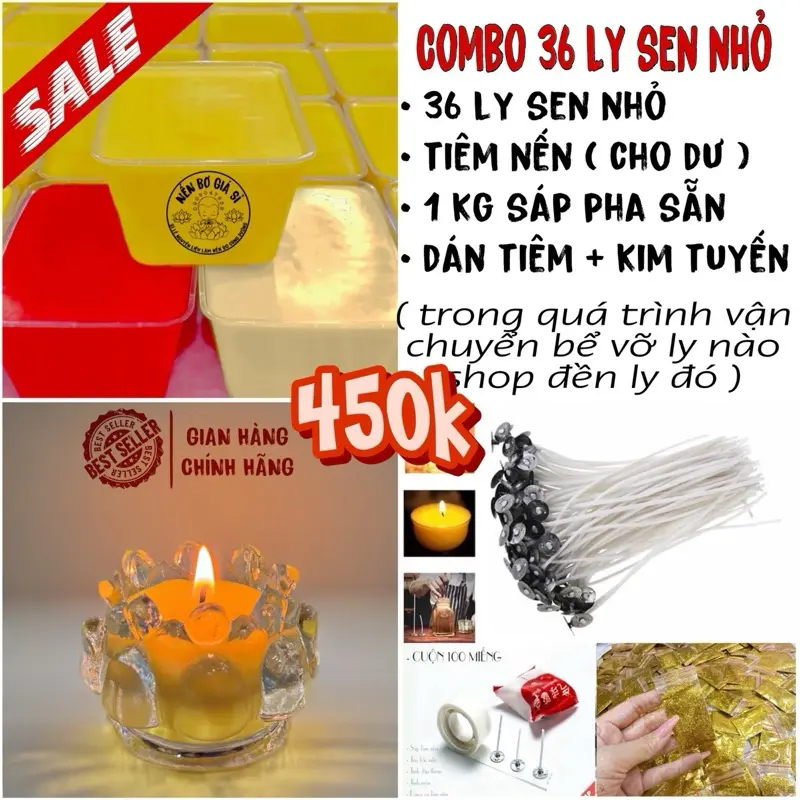(SIÊU RẺ) Combo Làm 36 Ly Sen Nhỏ Nến Bơ (Kèm Văn Khấn Cúng Dường) - Nến Bơ Giá Sỉ Decor Nến Thơm