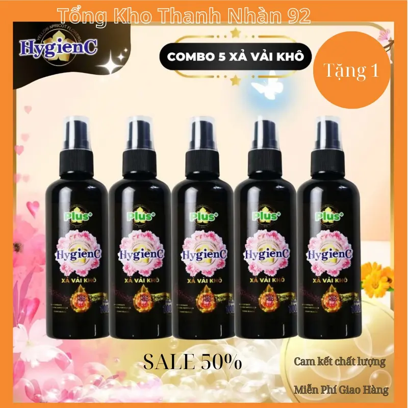[ COMBO 5 TẶNG 1 ] Chai Xịt Xả Vải Khô HygienC Plus 100ml/Chai Lưu Giữ Hương Thơm Bền Lâu Trên Quần Áo 0