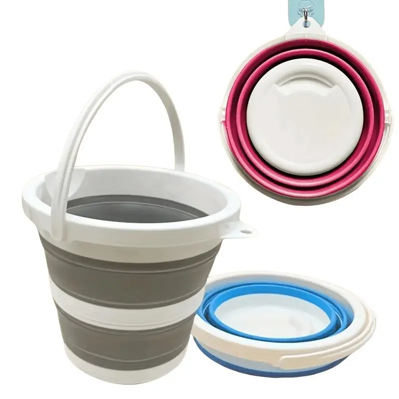 Portable Foldable Rubber Bucket, 1 Count Multifunctional Water Storage Bucket with Handle, Household Cleaning Bucket for Home Bathroom Outdoor Camping, Restroom, Basin Container