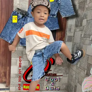 CELANA PENDEK JEANS ANAK LAKI LAKI Fashion dasar 3-4 tahun