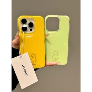 Ins Style Simple English Line Puppy Suitable for iPhone 14 Apple 16 Pro Max Phone Case 15 New Model 13
