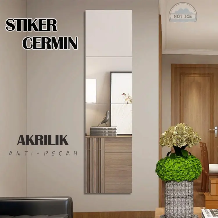 STICKER CERMIN Acrylic STIKER DINDING Kaca Acrylic Sudah Dengan Perekat Wallpaper Mirror Kamar Mandi 5