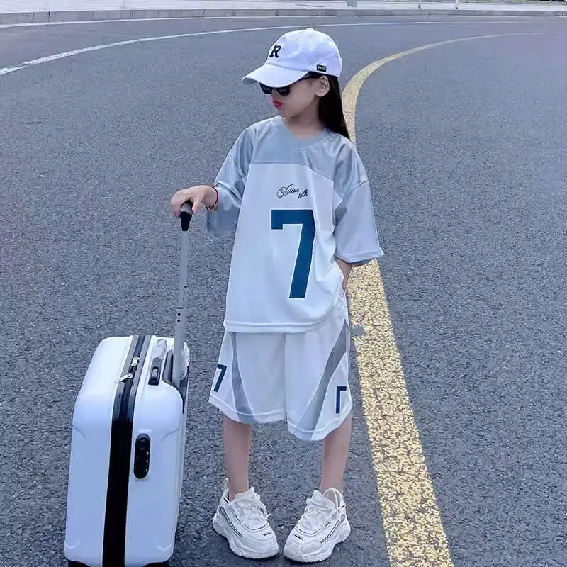 Bộ quần áo thể thao hè bé gái 18-50kg từ 6-16 tuổi số 88 chất cotton bóng. Đồ bộ bé gái, sét đồ bé gái 2