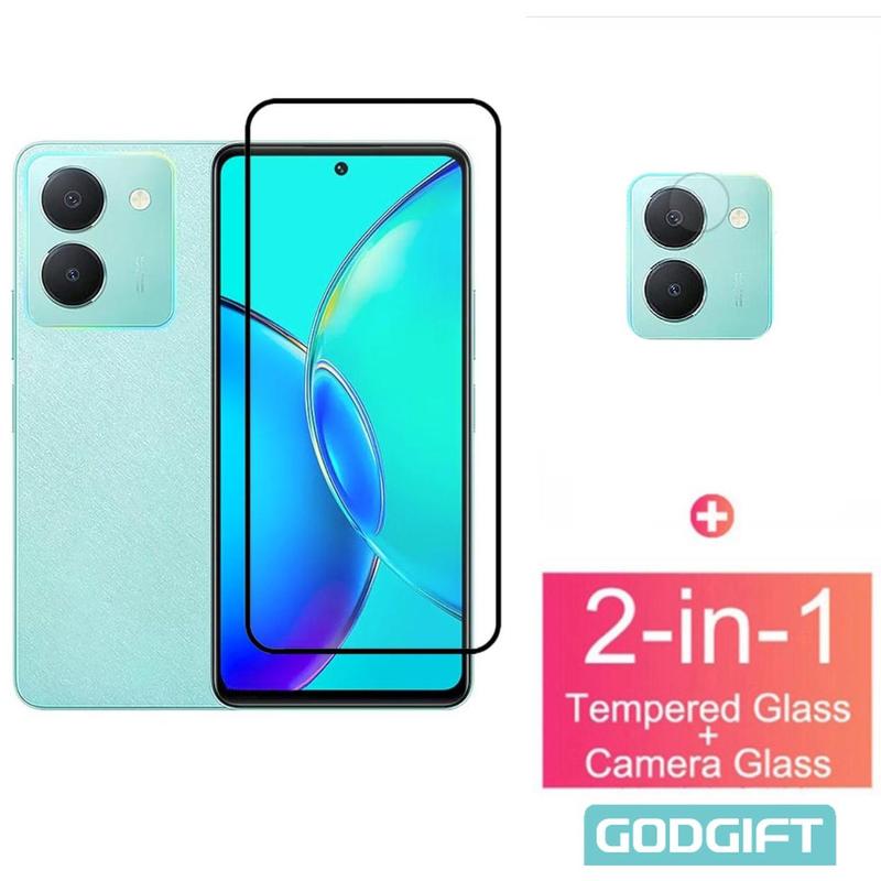 Kính Bảo Vệ Màn Hình 2 Trong 1 Cho Vivo Y36, Y35, Y78, Y100, Y02, Y11, Y02A, Y22, Y22S, Y33, Y35, Y16, Y21S, Y12S, Y21, Y20i, Y76, Y15S, Y72, Y31, Y20, Y19, Y1S, Y20S, 4G, 5G, Che Phủ Toàn Bộ, Kính Cường Lực HD 9H Và Bảo Vệ Ống Kính Máy Ảnh