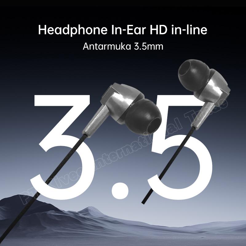 SAERIS MT112 Headset Kabel Kualitas Bagus dengan Antarmuka 3.5mm dan Headphone In-Ear HD in-line