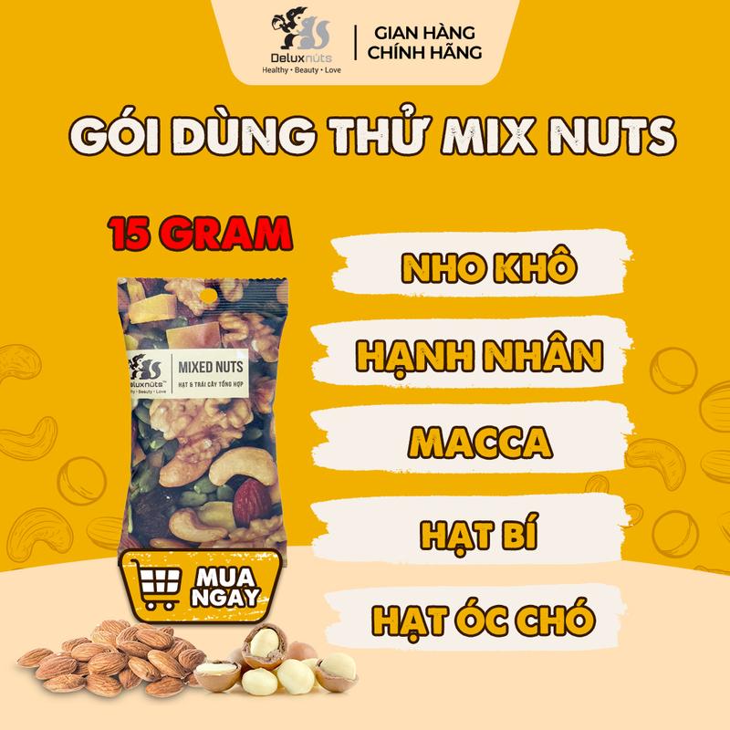 Gói Mixednuts 40g Deluxnuts |  Hạt Tổng Hợp Dinh Dưỡng Deluxnuts Snack Ăn Vặt (Gói 40g) 9