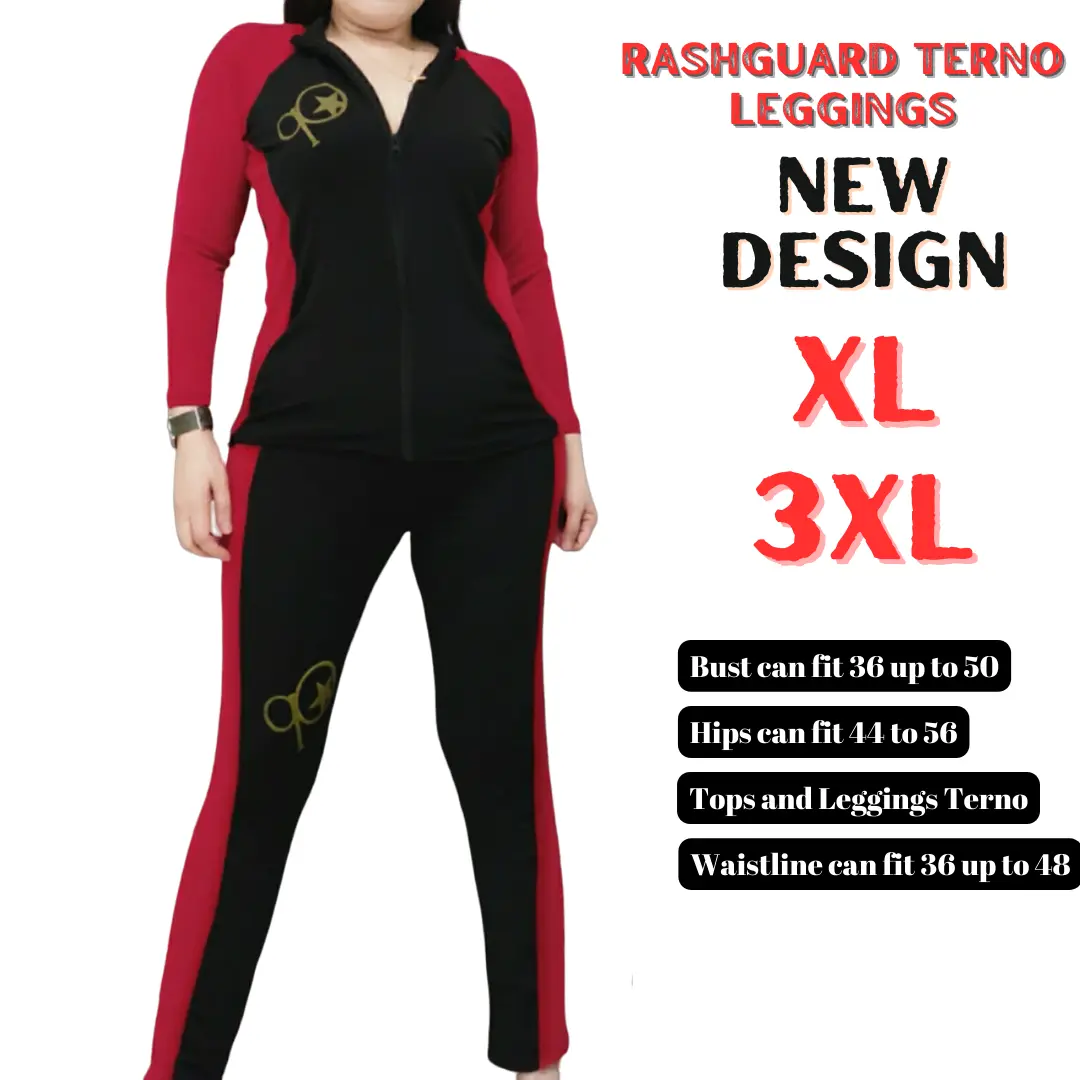 Long Sleeve Rashguard Terno leggings for Ladies with zipper swimwear swimsuit stretchable new design xl-3xl