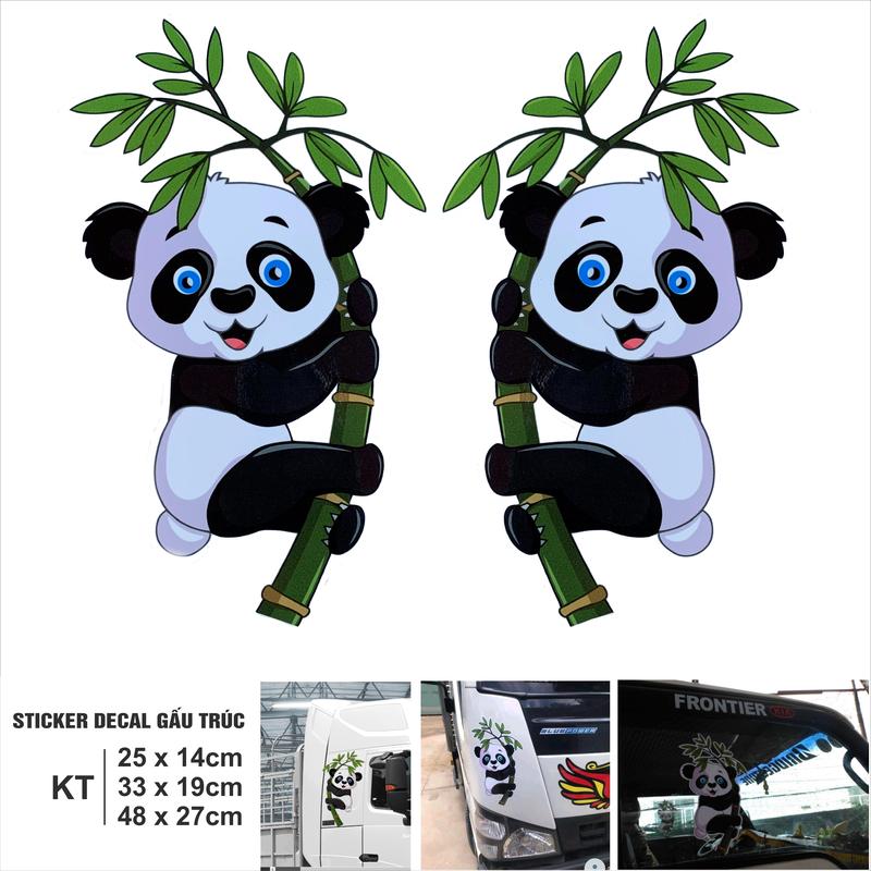 Hình dán gấu trúc dán xe ô tô, xe máy, sticker trang trí cửa kính, decan dán kính hậu xe, Decal ngoài trời kháng nước, Tem Dán Xe, Tem Decal Dán Xe