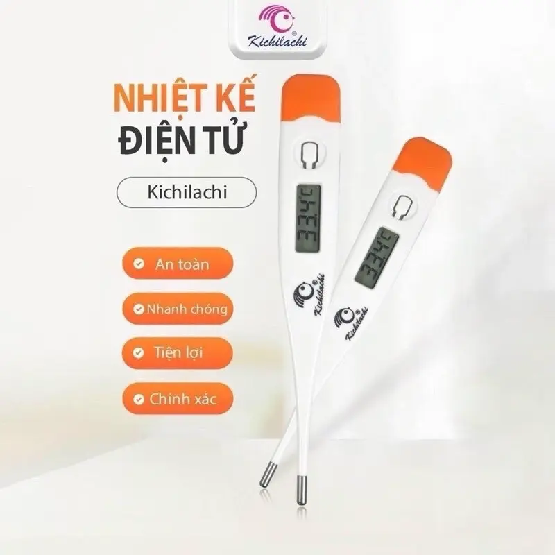 Nhiệt kế điện tử kichi chính hãng, nhiệt độ đo cơ thể cho bé 4