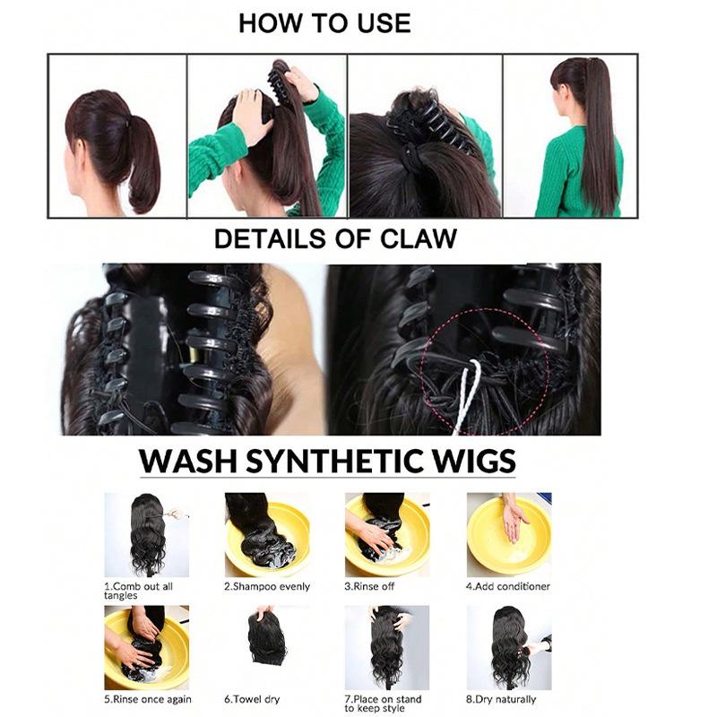 Product Introduction of Kẹp Tóc Càng Cua Lớn, Dành Cho Nữ, Sợi Hóa Học, Tóc Giả Đuôi Ngựa Cong, Tóc Giả Gợn Sóng Sâu Ngắn, Đuôi Ngựa, Bán Buôn, Còn Hàng Women 4