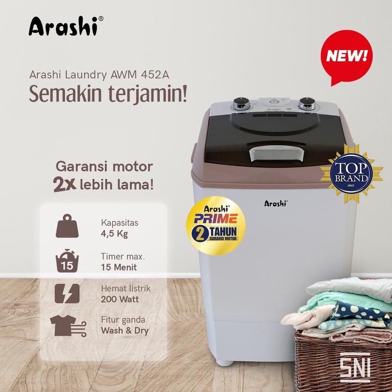 Arashi Mesin Cuci Portable AWM 452 A/ 452 A (4,5 Liter) 2
