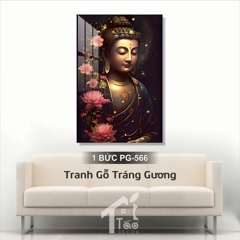 Tranh Gỗ Tráng Gương Phat Giao Tranh Treo Tường Phòng Khách, Tranh Decor Phòng Tho Tặng Kèm Móc Treo Và Đinh Ba Chân 5