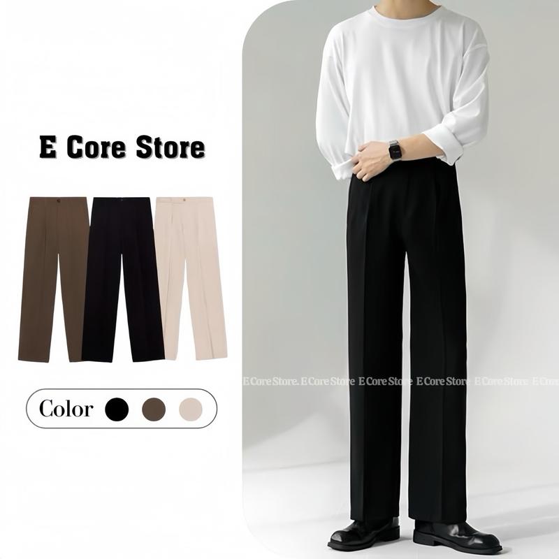 (Có Bigsize) Quần Âu Nam Ống Rộng Cạp Chun Lưng Cao Form Dáng Suông Hàn Quốc E Core Store Menswear Pants Ong Kem Baggy Nhung