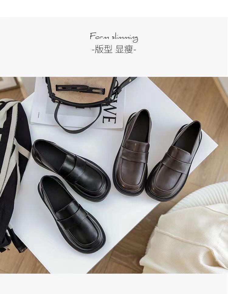 Product Introduction of Platform Loafers Women's Leather Shoes 2025 Spring and Autumn New Korean Style Versatile Retro Shoes Slip-on Soft Bottom 5