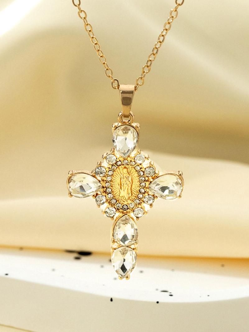 Product Introduction of Rhinestone Cross Pendant Necklace for Women, Temperament Jewelry for Daily Clothing Decor, Minimalist Aesthetic Jewelry Gift for Friend 3